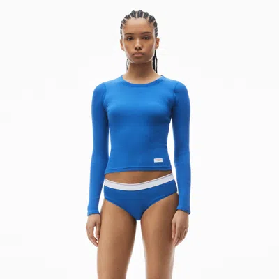 Alexander Wang Long-sleeve Tee In Ribbed Cotton Jersey In Blue