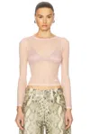 Alexander Wang Long Sleeve Tee In Peach Skin