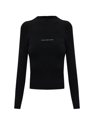 ALEXANDER WANG LOGO-PRINT RIBBED SWEATER