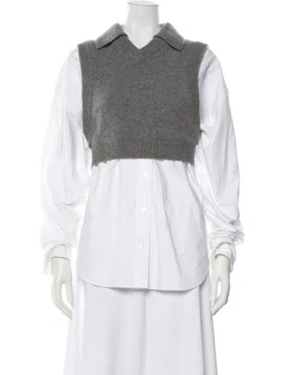 Pre-owned Alexander Wang Long Sleeve Top In Gray