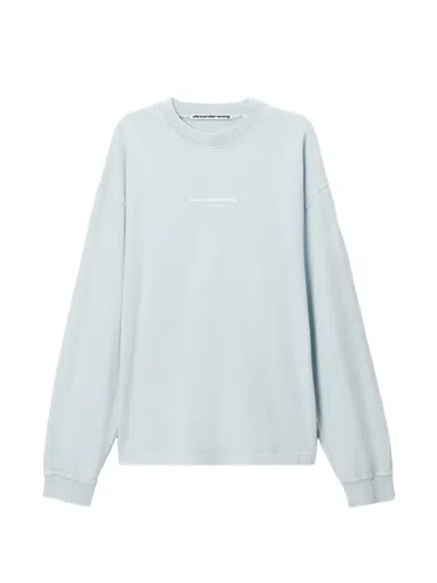 Alexander Wang Long Sleeve T-shirt W/ Logo Print In Blue