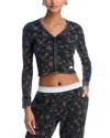 Alexander Wang Long Sleeve Waffle Cardigan In Washed Black Multi