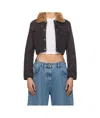 Alexander Wang Hotfix Crystal Shrunken Trucker Jacket In Multicolor