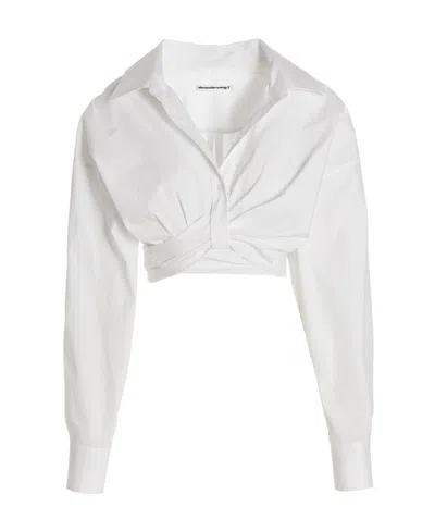 Alexander Wang Long-sleeved Cropped Shirt In White