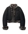 Alexander Wang Faux Fur-trim Puffer Jacket In Black