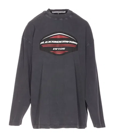 Alexander Wang Long-sleeved Graphic Jersey In Gray