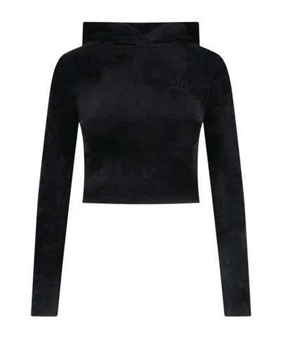 Alexander Wang Long-sleeved Hooded Hoodie In Black