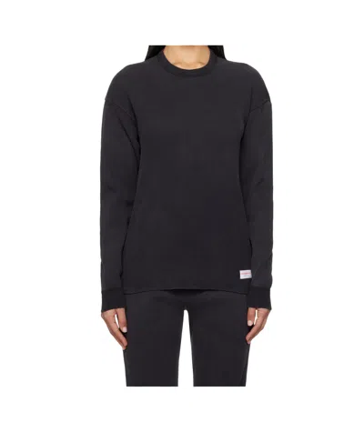 Alexander Wang Waffle Crew Neck Long Sleeve In Black