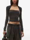 Alexander Wang Ruched Top In Sueded Jersey In Green