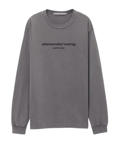 Alexander Wang Long-sleeved T-shirt In Gray