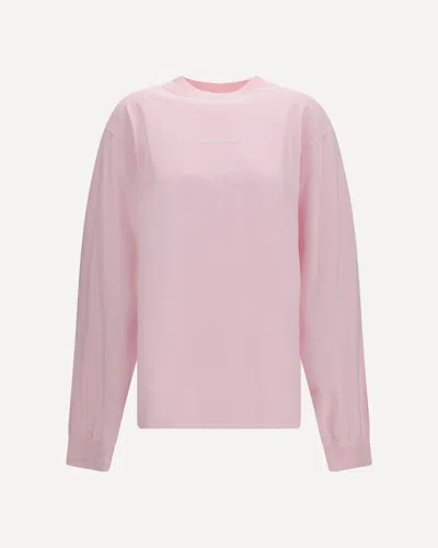 Alexander Wang Logo Long-sleeve Cotton T-shirt In Pink