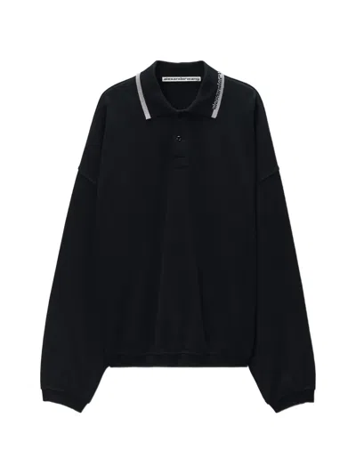 Alexander Wang Long-sleeve Polo Shirt In Black