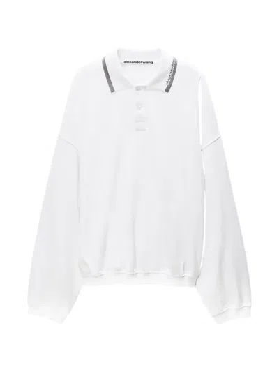 Alexander Wang Long-sleeve Polo Shirt In White