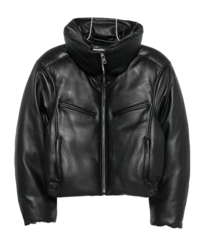 Alexander Wang Long-sleeve Zip-up Leather Jacket In Black