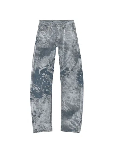 Alexander Wang Low Rise Bowed Gusset Jean Washed Smoke White In Blue