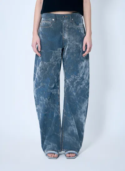 Alexander Wang Low Rise Clouding Flocking Jeans In Gray