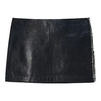 Pre-owned Alexander Wang Low-rise Leather Mini Skirt 'black' | Women's Size 4