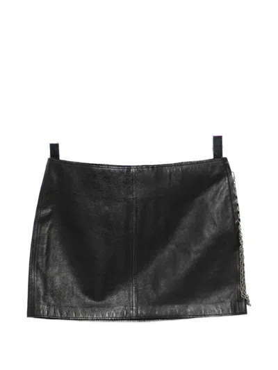 Alexander Wang Low-rise Leather Skirt In Black