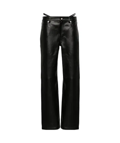Alexander Wang Low-rise Leather Trousers In Black