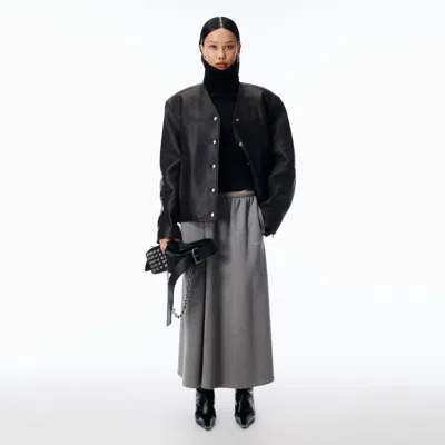 Alexander Wang Low-rise Midi Circle Skirt In Cotton Terry In Gray