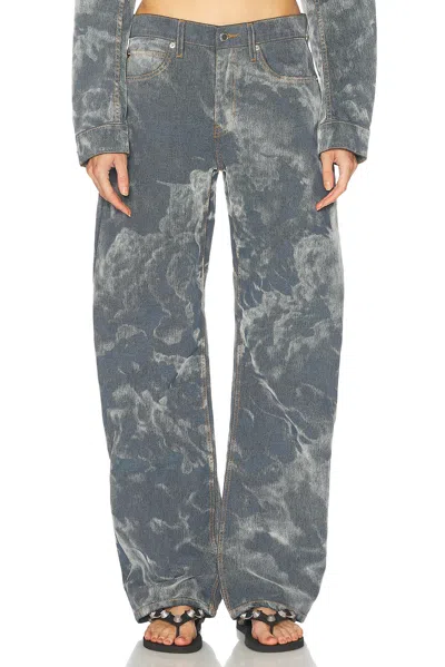 Alexander Wang Low Rise Wide Leg In Washed Smoke White