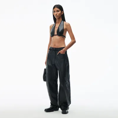 Alexander Wang Low Waist Crochet Leather Trouser In Black