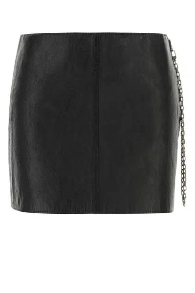 Alexander Wang Low-rise Leather Mini Skirt In Black