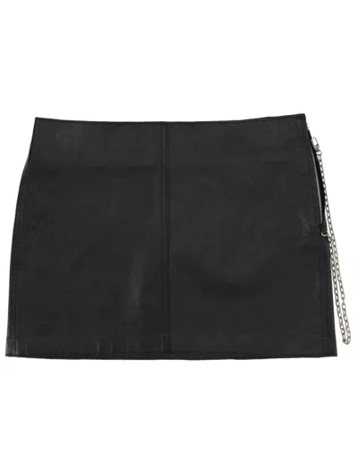 Alexander Wang Low-rise Miniskirt Leather In Black