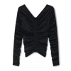 Alexander Wang Ruched V-neck Knit Sweater In Black