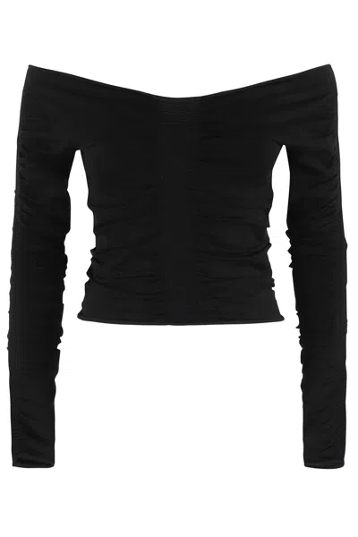 ALEXANDER WANG ALEXANDER WANG LS WIDE V NECK RUCHED PULLOVER
