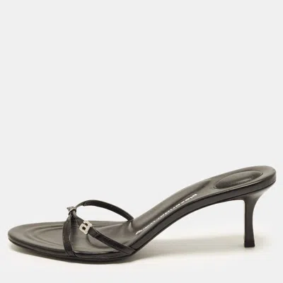 Pre-owned Alexander Wang Lucienne Size 41 Black Leather Slide Sandals
