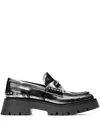 Alexander Wang Lug-sole Logo-plaque Loafers In Black