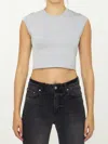 Alexander Wang Luxurious Canvas Crop Top In Silver For Women In Grey