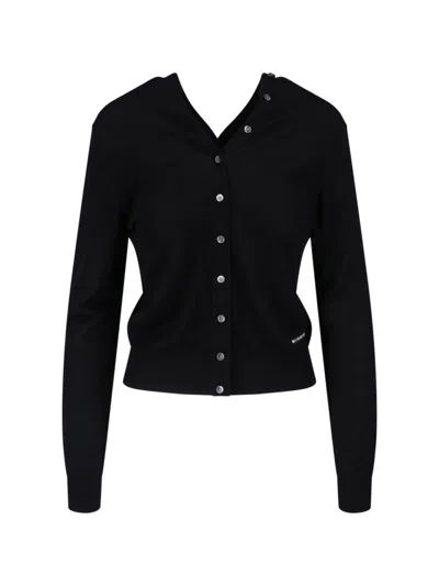 Alexander Wang Luxurious Black Wool Cardigan With V-neckline And Button Closure