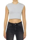 ALEXANDER WANG LUXURIOUS CANVAS CROP TOP IN SILVER FOR WOMEN