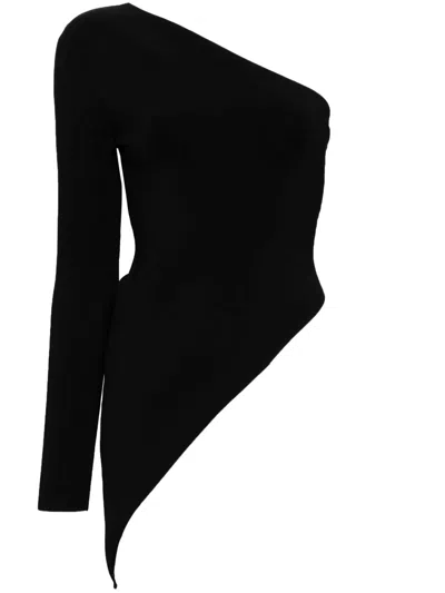 Alexander Wang Asymmetric One-shoulder Top In Black