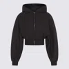 Alexander Wang Womens Faded Black Brand-patch Cropped Cotton-jersey Hoody In Blue