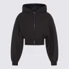 Alexander Wang Womens Faded Black Brand-patch Cropped Cotton-jersey Hoody In Blue