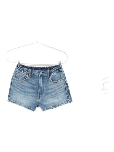 Alexander Wang Marathon Denim Shorts In Blue