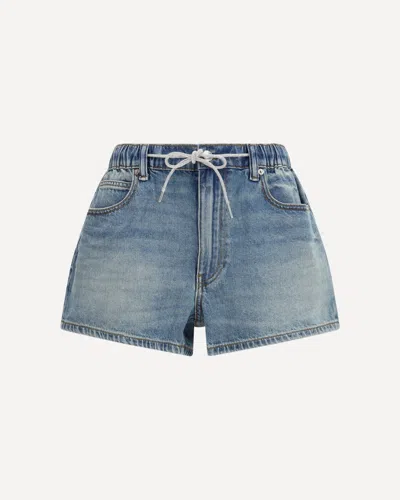 Alexander Wang Marathon Shorts With Crystal Drawcord In Blue