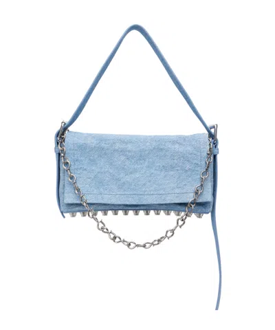 Alexander Wang Medium Denim Ricco Flap Shoulder Bag In Blue
