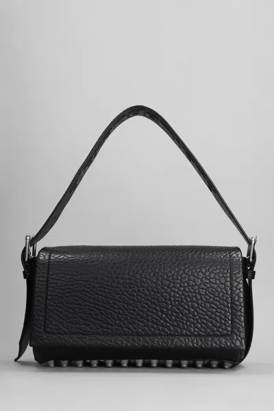 ALEXANDER WANG MEDIUM FLAP SHOULDER BAG IN BLACK LEATHER