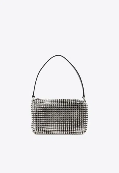 Alexander Wang Medium Heiress Crystal Mesh Handbag In Silver