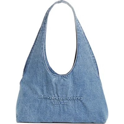 Alexander Wang Medium Pike Denim Hobo Bag In Blue