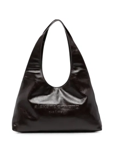 Alexander Wang Medium Pike Logo-embossed Leather Tote Bag In Brown