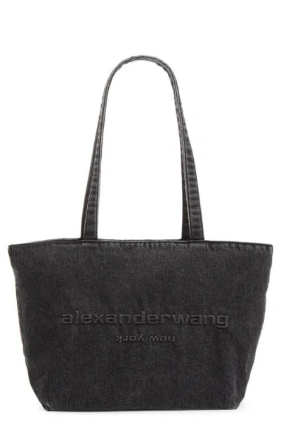 Alexander Wang Medium Punch Denim Tote In Grey Aged