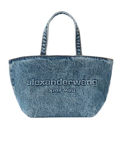 Alexander Wang Logo Embossed Small Punch Tote Bag In Blue