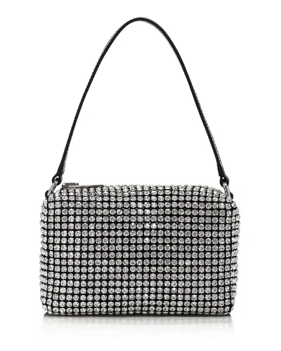 Alexander Wang Medium Rhinestone Pouch In White/silver