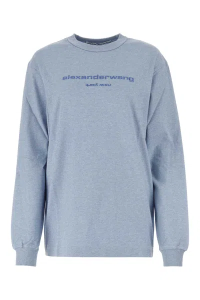 Alexander Wang Melange Light-blue Cotton Oversize T-shirt In Lightblueheather