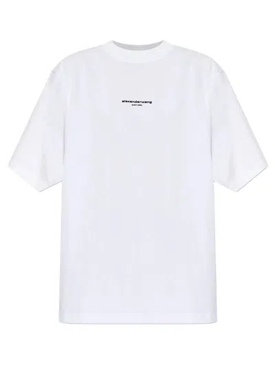 Alexander Wang Men White Logo Crew Neck T-shirt
